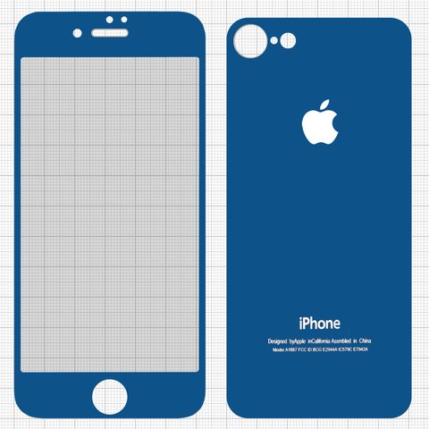Защитное стекло All Spares для Apple iPhone 7, 0,26 мм 9H, переднее и заднее, синий