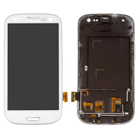 Дисплей для Samsung I747 Galaxy S3, I9300 Galaxy S3, I9300i Galaxy S3 Duos, I9301 Galaxy S3 Neo, I9305 Galaxy S3, R530, белый, с регулировкой яркости, с рамкой, Сopy, TFT 