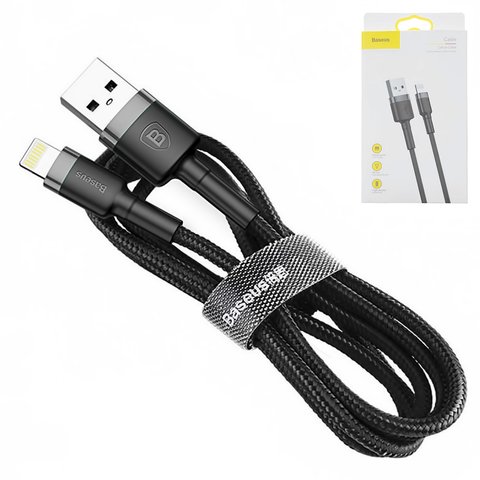 USB кабель Baseus Cafule, USB тип A, Lightning, 100 см, 2,4 А, чорний, #CALKLF BG1