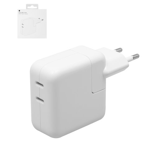 Мережевий зарядний пристрій Apple A2676, 35 Вт, High Copy, білий, 2 порта