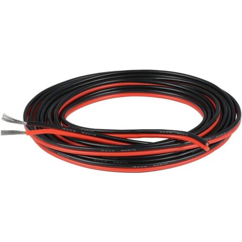 Провод в силиконовой изоляции 2x18AWG, 0,82 мм², 1 м, черный, красный