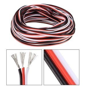 Сервокабель 3x22AWG, 0,33 мм², 1 м, плоский, чорний, червоний, білий