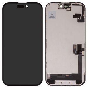 Дисплей для iPhone 16, черный, с рамкой, High Copy, без микросхемы, OLED , GX OEM hard