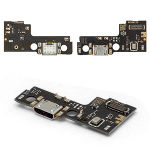 Шлейф для Xiaomi Poco C55, Redmi 11A, Redmi 12C, конектора зарядки, з мікрофоном, з компонентами, Сopy, плата зарядки