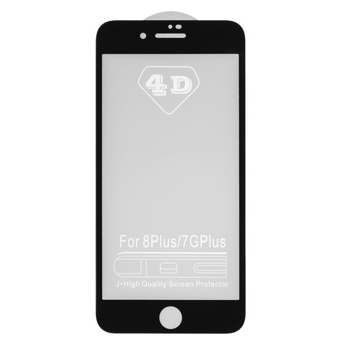 Tempered Glass Screen Protector All Spares compatible with Apple iPhone 8 Plus, 0,26 mm 9H, 5D Full Glue, black, the layer of glue is applied to the entire surface of the glass 