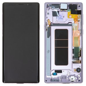 Pantalla LCD puede usarse con Samsung N960 Galaxy Note 9, morado, con marco, Original PRC , lavender purple
