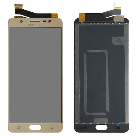 LCD compatible with Samsung G615  Galaxy J7 Max, golden, without frame, original change glass 