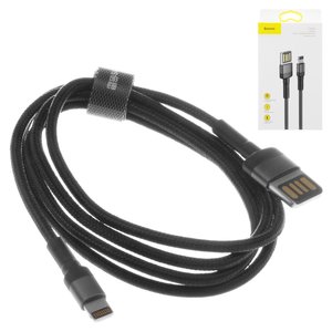 USB Cable Baseus Cafule, USB type A, Lightning, 100 cm, 2.4 A, black, nylon braided  #CALKLF GG1