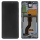 LCD compatible with Samsung G985 Galaxy S20 Plus, G986 Galaxy S20 Plus 5G, (dark blue, with frame, Original (PRC), aura blue)