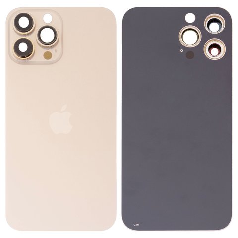 Housing Back Cover compatible with iPhone 13 Pro Max, golden, with camera lens, Gold, small hole 