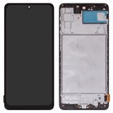 LCD compatible with Samsung M515 Galaxy M51, (black, with frame, High Copy, (OLED))
