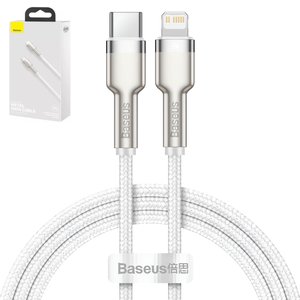 USB Cable Baseus Cafule Series Metal, USB type C, Lightning, 200 cm, 20 W, white, nylon braided  #CATLJK B02