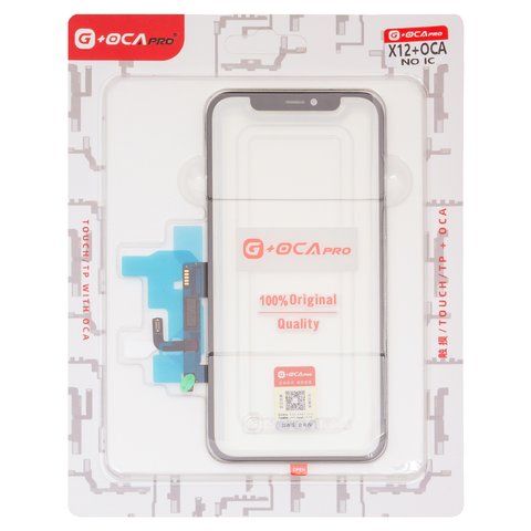 Touchscreen G+OCA PRO compatible with iPhone 12, with OCA film, black, without microcircuit 