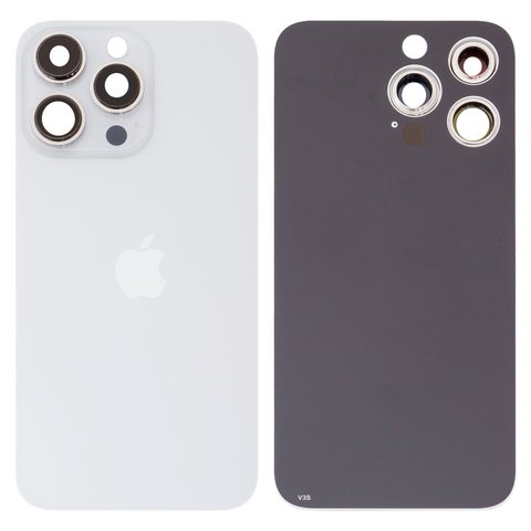 Housing Back Cover compatible with iPhone 13 Pro, white, silver, with camera lens, Silver, small hole 