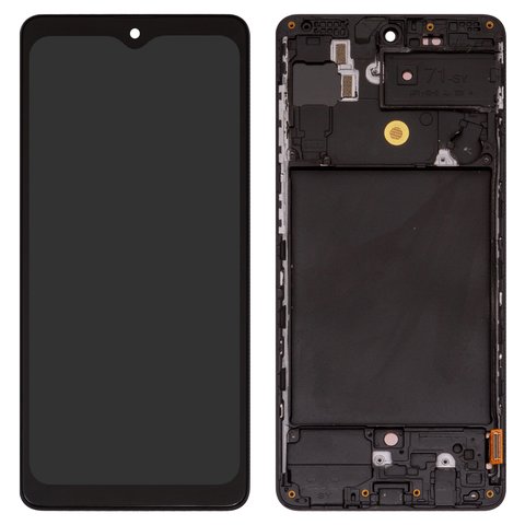 LCD compatible with Samsung A715 Galaxy A71, black, with frame, High Copy, with wide edge, OLED  
