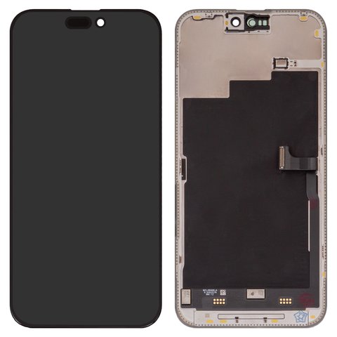 LCD compatible with iPhone 15 Pro Max, black, with frame, change glass 