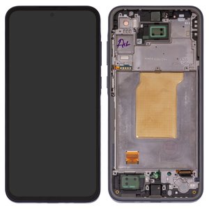 LCD compatible with Samsung A356 Galaxy A35 5G, dark blue, with frame, Original PRC , navy 