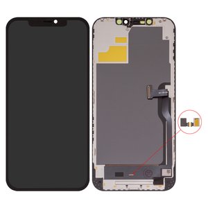 Дисплей для iPhone 12 Pro Max, черный, с рамкой, HC, без микросхемы, OLED , DD OLED