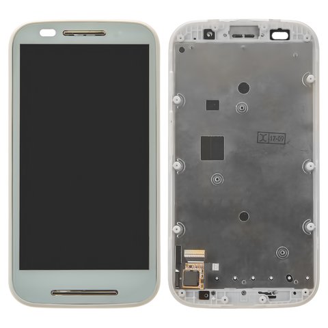 Pantalla LCD puede usarse con Motorola XT1021 Moto E, XT1022 Moto E, XT1025 Moto E, blanco, con marco, Original PRC 