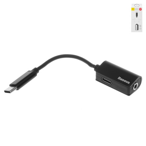 Adaptador Baseus L40, soporta micrófono, de USB tipo C a 3.5 mm 2 en 1, USB tipo C, TRRS 3.5 mm, negro, 1.5 A, #CATL40 01