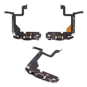 Cable flex puede usarse con iPhone 13 Pro, del conector de carga, gris, con micrófono, con componentes, Original PRC , Lightning
