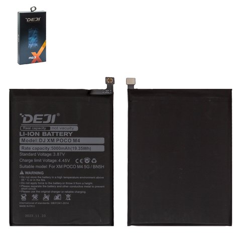 Batería Deji BN5H puede usarse con Xiaomi Poco M4 5G, Li ion, 3.87 V, 5000 mAh