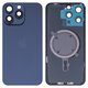 Panel trasero de carcasa puede usarse con iPhone 15 Pro Max, azul, con vidrio de cámara, HC