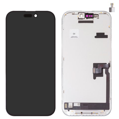 Pantalla LCD puede usarse con iPhone 16 Pro, negro, con marco, HC, sin microchip, AMOLED , GX OEM soft, 120Hz