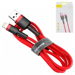 USB кабель Baseus Cafule, USB тип A, Lightning, 100 см, 2,4 А, червоний, в нейлоновому обплетенні, #CALKLF B09