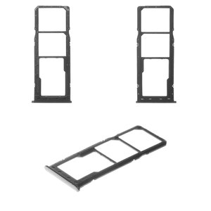 Тримач SIM карти для Samsung A205 Galaxy A20, A305 Galaxy A30, A505F DS Galaxy A50, чорний, c тримачем MMC