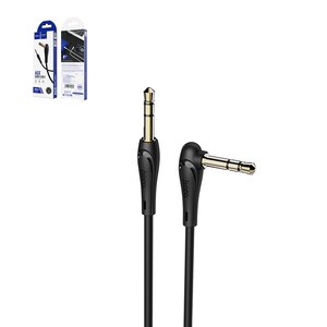 AUX кабель Hoco UPA14, TRS 3.5 мм, 100 см, чорний, Г подібний, #6931474712844