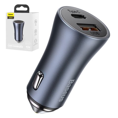 Автомобільний зарядний пристрій Baseus Golden Contactor Pro, сіре, Quick Charge, 40 Вт, 5 А, 2 порта, 12 24 B, #CCJD 0G