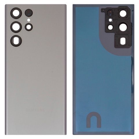 Задня панель корпуса для Samsung S908B Galaxy S22 Ultra 5G, сіра, із склом камери, graphite