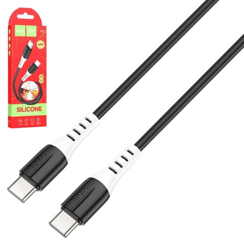 USB кабель Hoco X82, 2xUSB тип C, 100 см, 60 Вт, 3 A, черный, силиконовый, #6931474768599